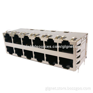 RJ45 2X6 Through Hole ,1000Base-T/Surge Protection, W/O LED, with Transformer